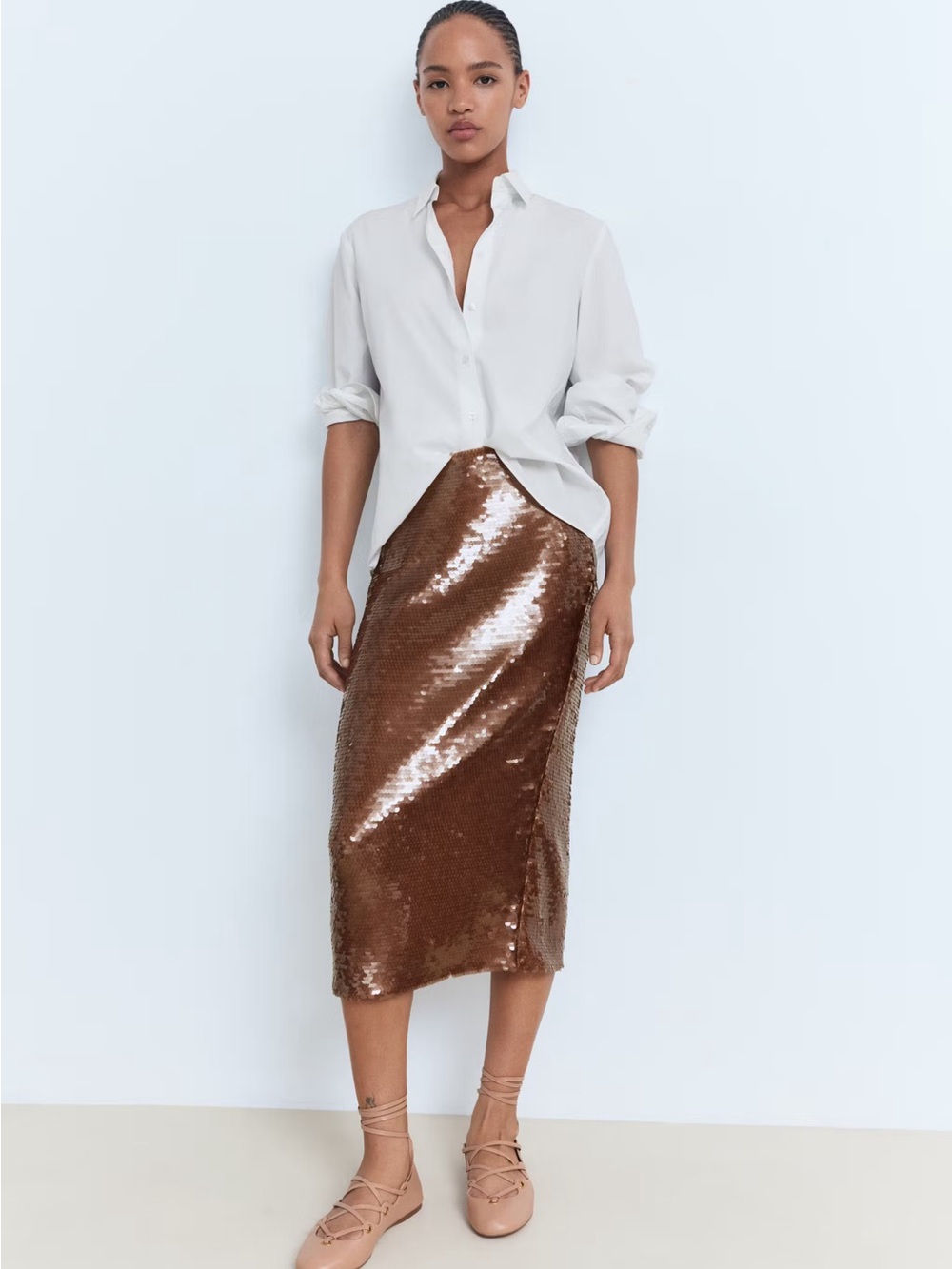 NWT (size 8) MANGO SEQUINNED MIDI-SKIRT